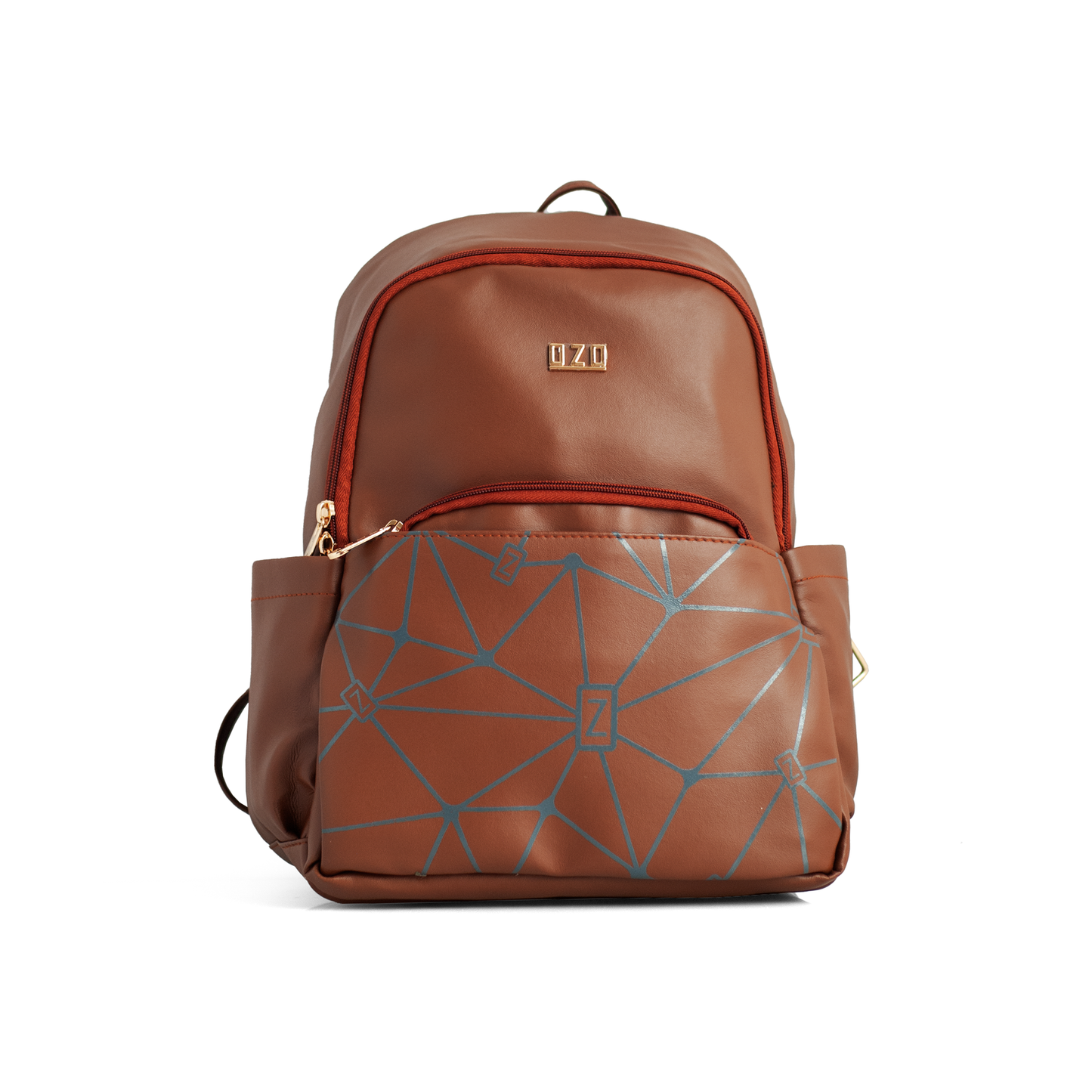 Vegan Leather Backpack with Double Zip Closure, External Pocket, Adjustable Straps