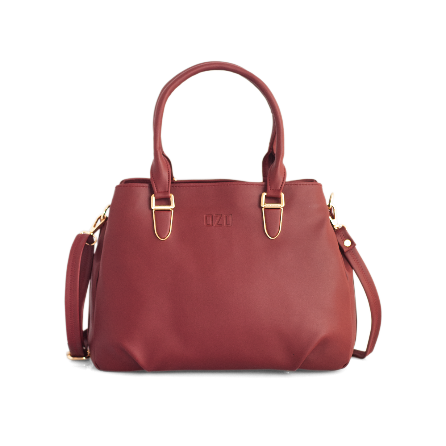 Maroon Vegan Leather Hand Bag with Sling - Detachable Strap, Spacious Compartments, Daily Use & Work Bag