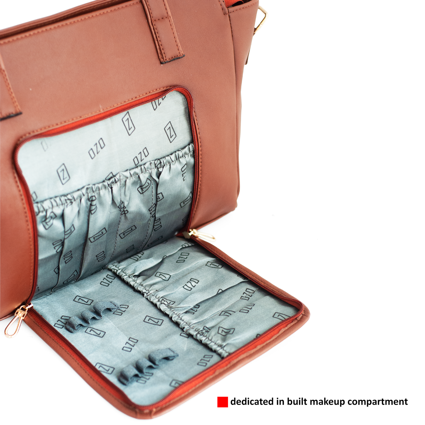 OZO Ladies Fashion Handbag with On-the-Go Makeup Compartment, 15.6 inch Laptop Sleeves and Secure Zipper Pockets