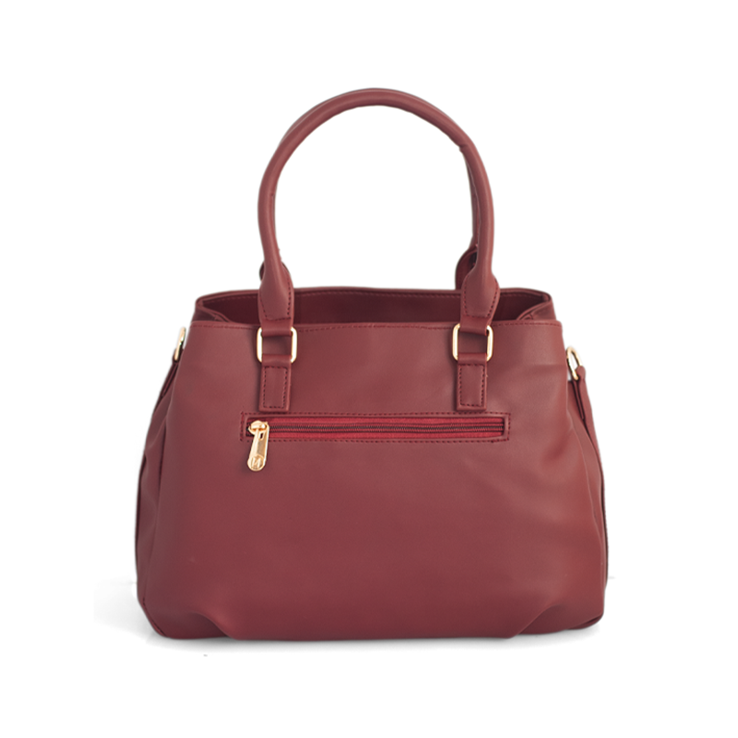 Maroon Vegan Leather Hand Bag with Sling - Detachable Strap, Spacious Compartments, Daily Use & Work Bag