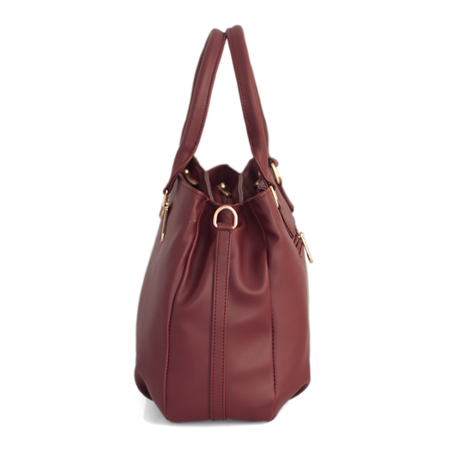 Maroon Vegan Leather Hand Bag with Sling - Detachable Strap, Spacious Compartments, Daily Use & Work Bag