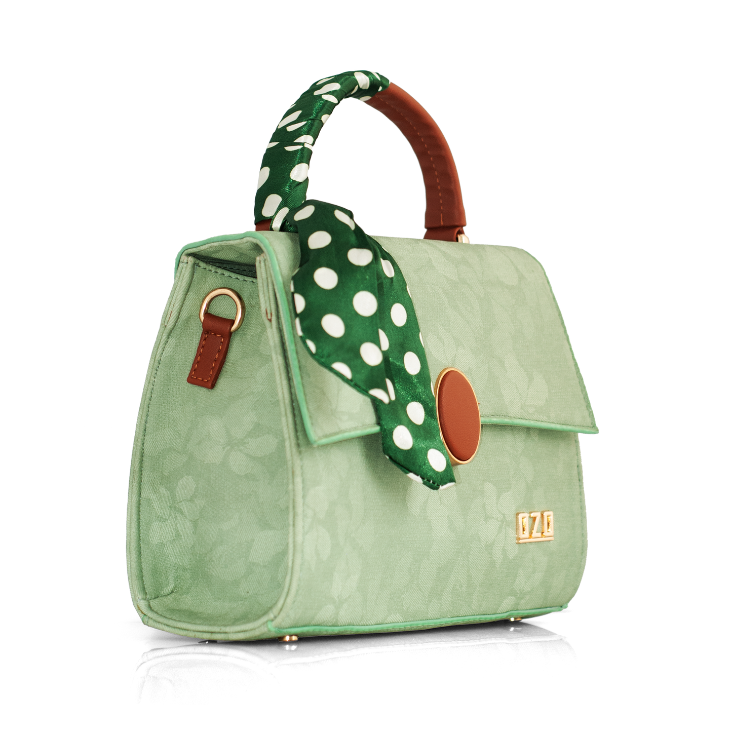 Elegant Green Women’s Handbag – Stylish & Compact Shoulder Bag with Adjustable Sling, Multiple Compartments & Metal Studded Base