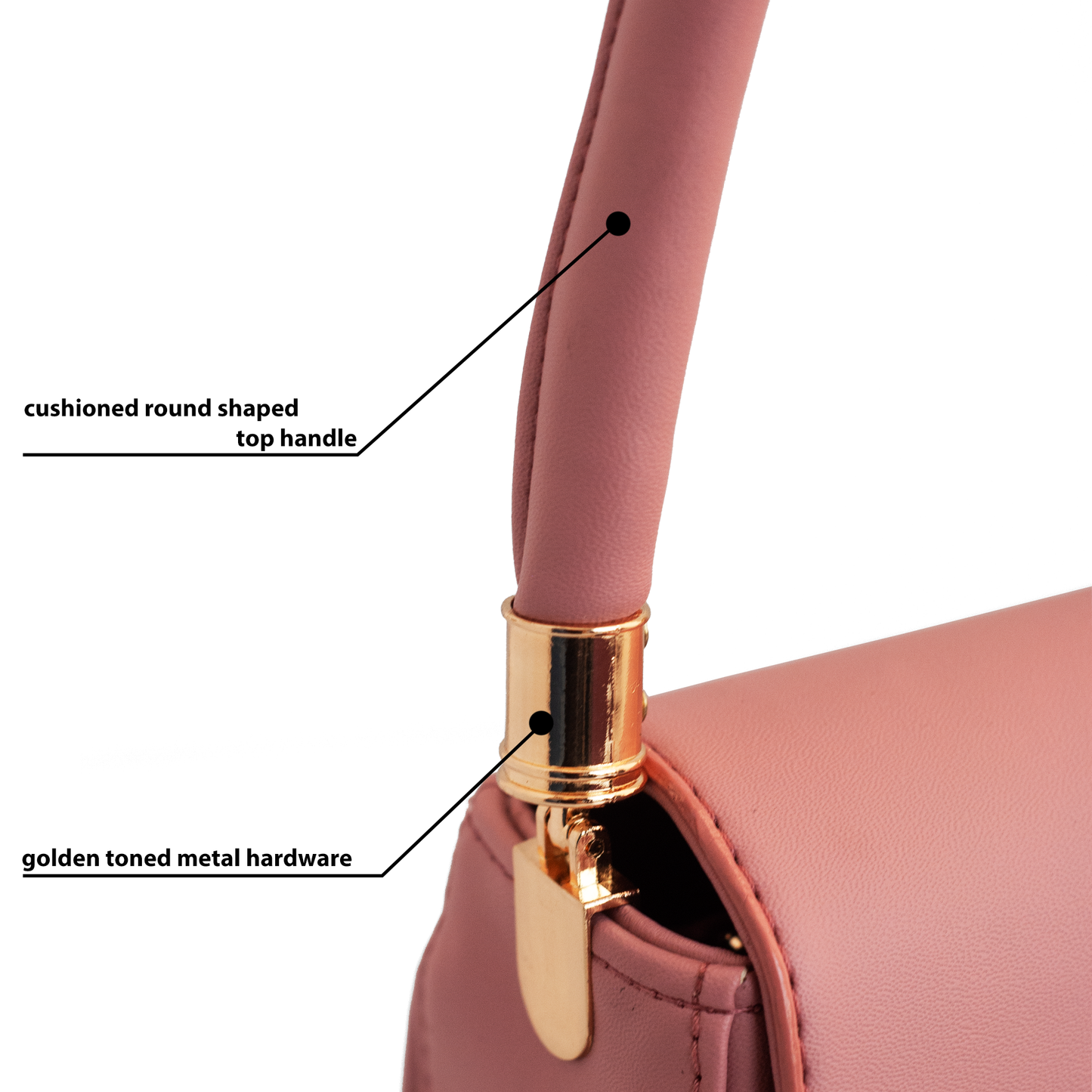 Premium Vegan Leather Handbag with Golden-Toned Hardware and Top Handle - Stylish & Sustainable