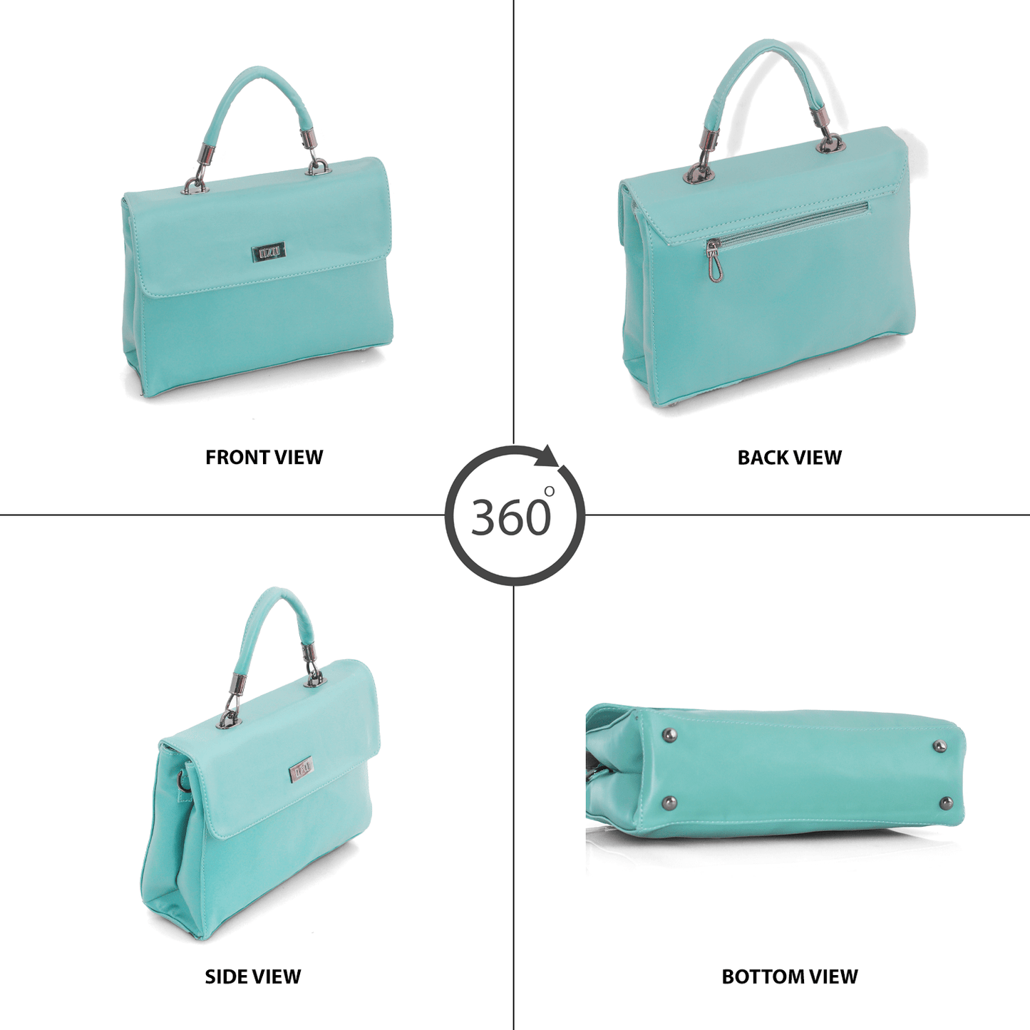 Elegant Pista Green Handbag with Adjustable Strap, Multiple Compartments & Cushioned Handle - OZO Bags
