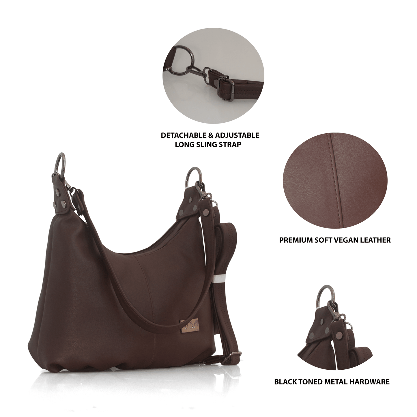 Premium Vegan Leather Handbag - Women's Stylish Shoulder Bag with Adjustable Sling Strap, Multi-Pocket Design, Lightweight & Durable - OZO Bags
