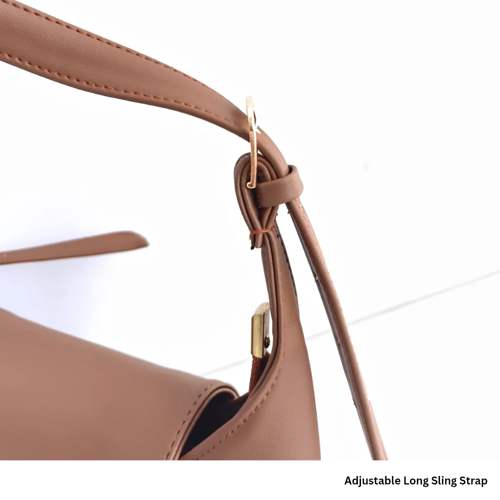 OZO Vegan Leather Sling Bag for Women | Structured Crossbody Bag with Magnetic Flap & Multiple Zip Pockets | Adjustable Strap | Stylish Everyday Shoulder Bag