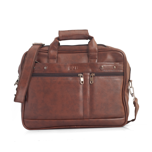 Premium Vegan Leather Laptop Bag with Detachable Compartments and Adjustable Strap