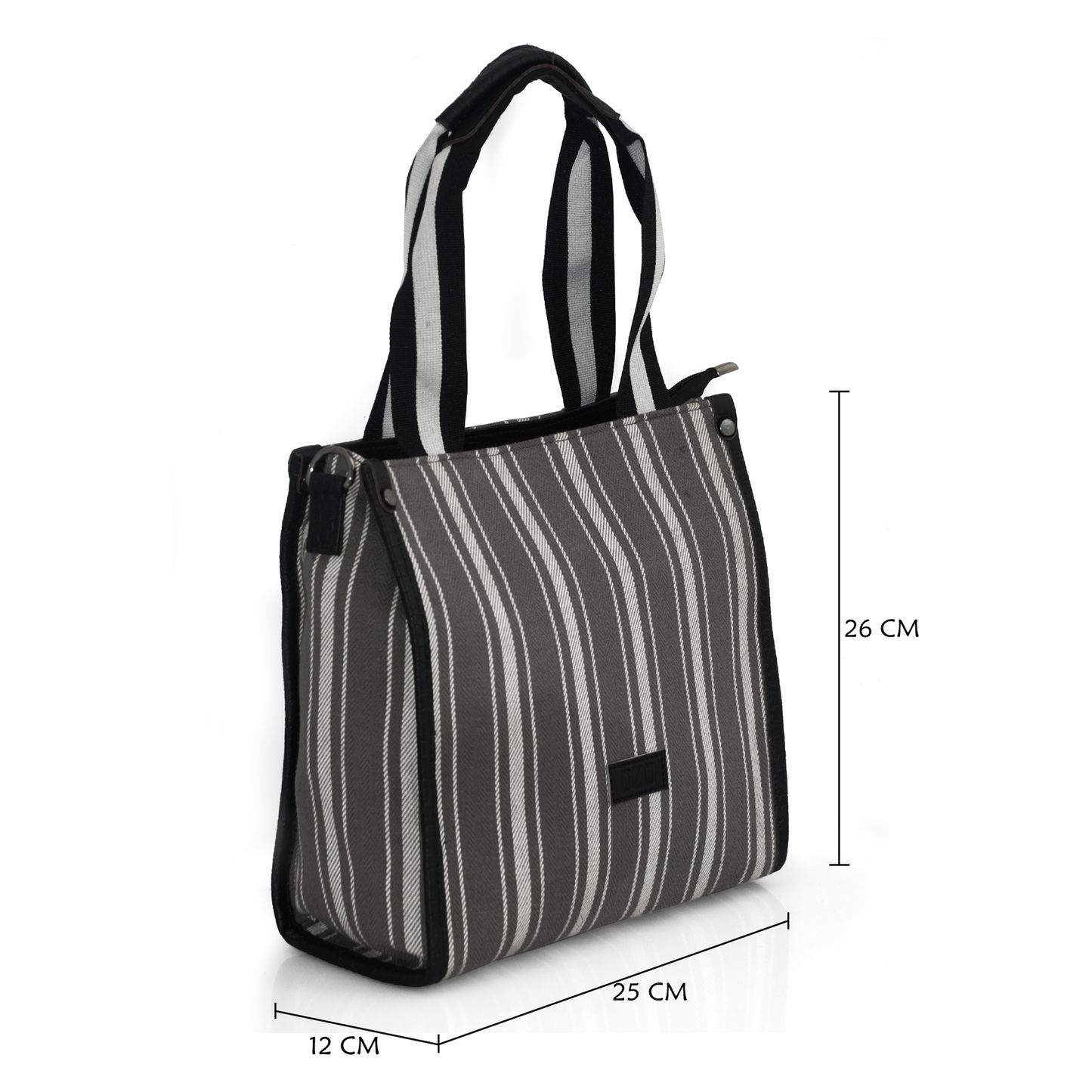 OZO Premium Striped Cotton Tote Bag with Multiple Pockets and Sling Strap - Durable, Lightweight, and Stylish Handbag for Women