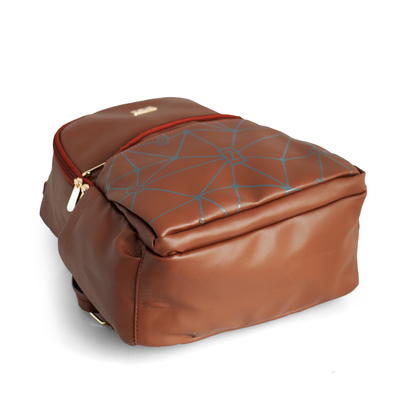 Vegan Leather Backpack with Double Zip Closure, External Pocket, Adjustable Straps
