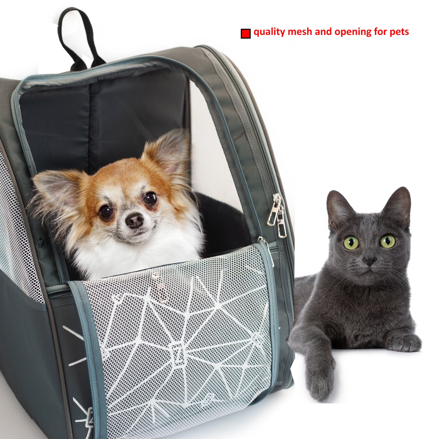 Premium Pet Carrier Backpack for Dogs & Cats – Breathable Mesh Design, Adjustable Straps & Zip Pockets | Travel-Friendly Pet Bag