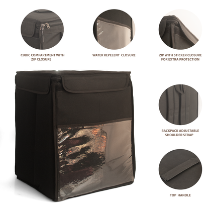 40L Premium Insulated Food Delivery Bag | Waterproof, Heat Retention with Aluminum Lining | Backpack & Handle Design for Restaurant, Swiggy, Zomato, and Grocery Deliveries