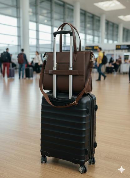 OZO Ultimate Office Tote Bag for Women – 14” Laptop Compartment, Lunch Box Section, Trolley Fastener, Premium Vegan Leather Work Bag