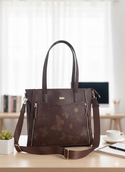 OZO Ultimate Office Tote Bag for Women – 14” Laptop Compartment, Lunch Box Section, Trolley Fastener, Premium Vegan Leather Work Bag