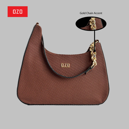 OZO Premium Textured Shoulder Bag for Women – Stylish Everyday Tote with Spacious Interior, Elegant Brown Finish