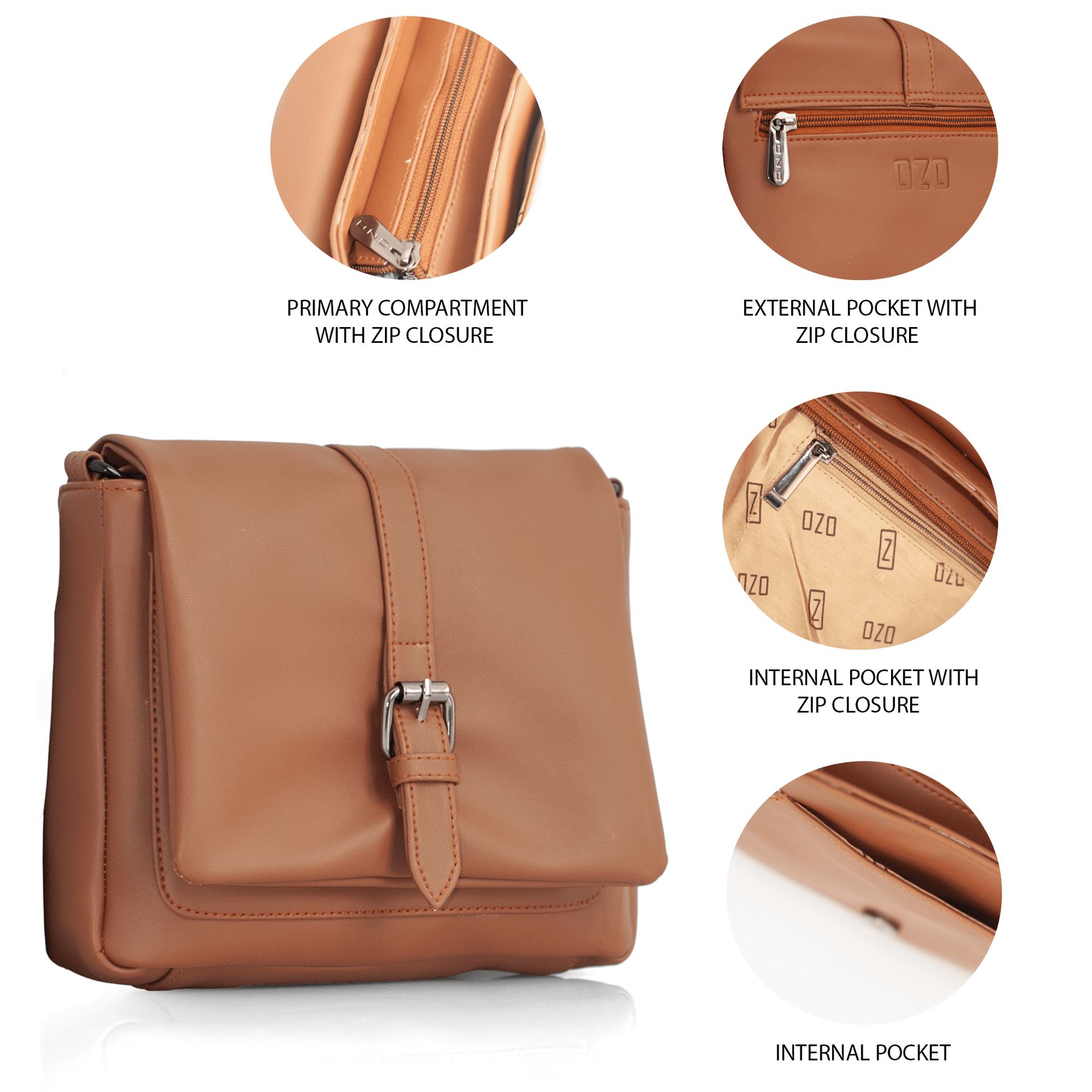 Compact Vegan Leather Sling Bag with Adjustable Strap and Multiple Compartments – Stylish Crossbody Bag for Everyday Use - OZO Bags