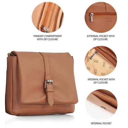 Compact Vegan Leather Sling Bag with Adjustable Strap and Multiple Compartments – Stylish Crossbody Bag for Everyday Use - OZO Bags