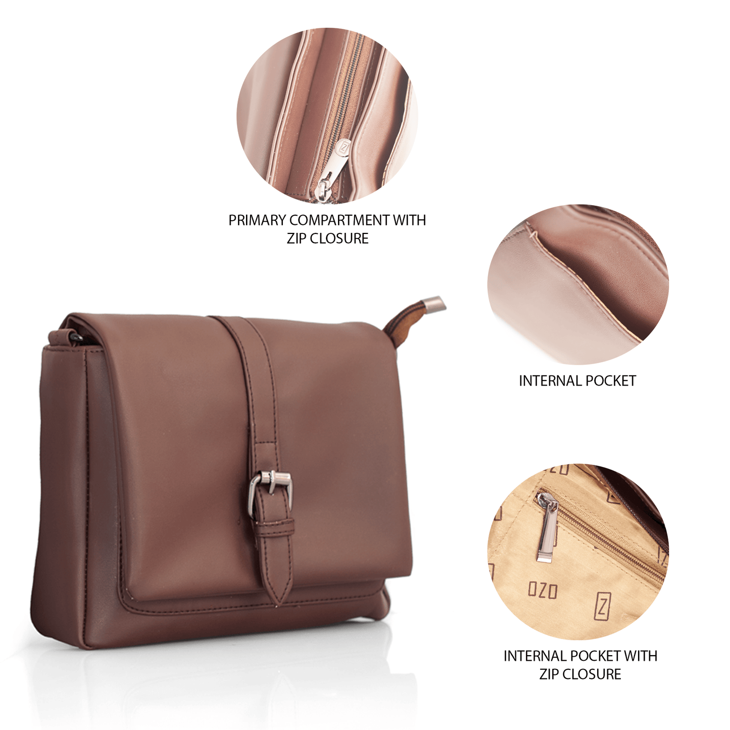 Compact Vegan Leather Sling Bag with Adjustable Strap and Multiple Compartments – Stylish Crossbody Bag for Everyday Use - OZO Bags