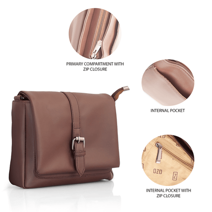 Compact Vegan Leather Sling Bag with Adjustable Strap and Multiple Compartments – Stylish Crossbody Bag for Everyday Use - OZO Bags
