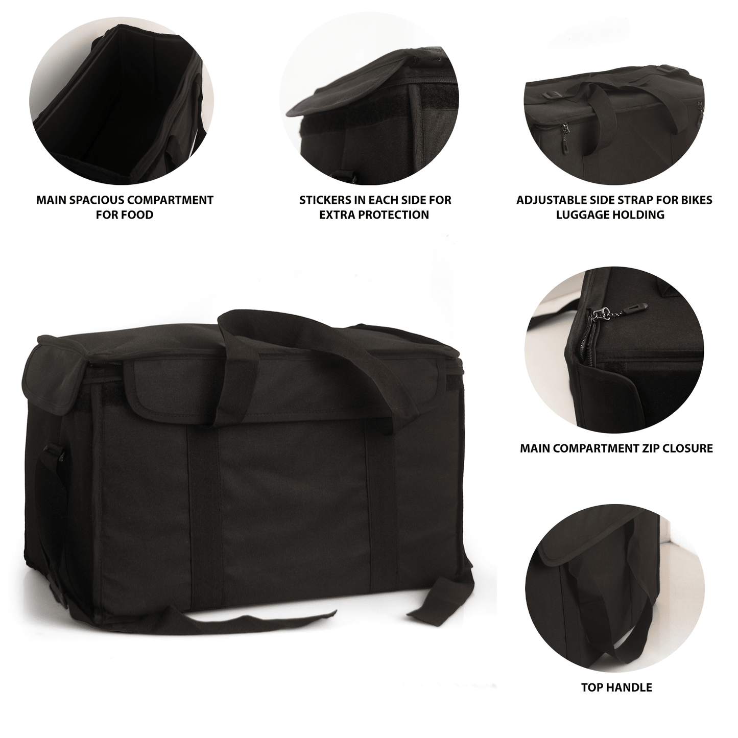 Durable and Spacious Food Delivery Bag with Insulated Compartments and Adjustable Straps – Ideal for Bike and Car Couriers - OZO Bags