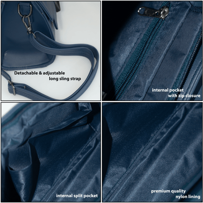 Elegant Blue Handbag for Women – Stylish Shoulder & Crossbody Bag with Magnetic Flap & Zip Compartments - OZO Bags
