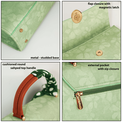 Elegant Green Women’s Handbag – Stylish & Compact Shoulder Bag with Adjustable Sling, Multiple Compartments & Metal Studded Base - OZO Bags