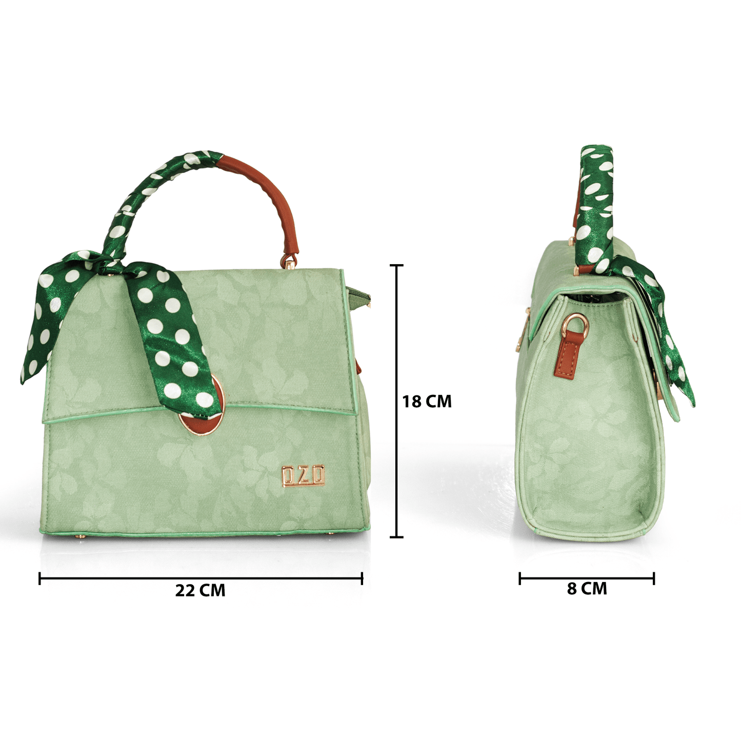 Elegant Green Women’s Handbag – Stylish & Compact Shoulder Bag with Adjustable Sling, Multiple Compartments & Metal Studded Base - OZO Bags