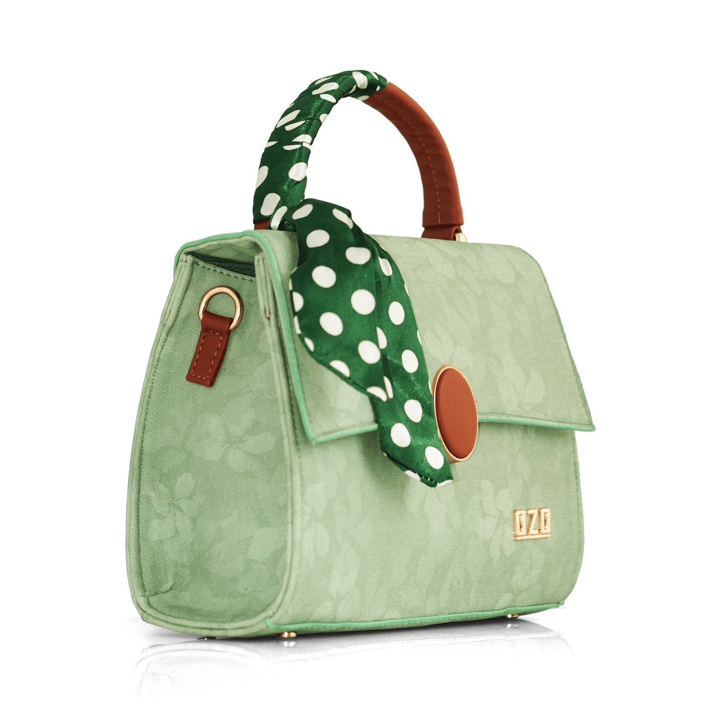 Elegant Green Women’s Handbag – Stylish & Compact Shoulder Bag with Adjustable Sling, Multiple Compartments & Metal Studded Base - OZO Bags