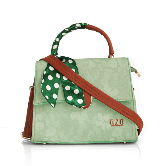Elegant Green Women’s Handbag – Stylish & Compact Shoulder Bag with Adjustable Sling, Multiple Compartments & Metal Studded Base - OZO Bags