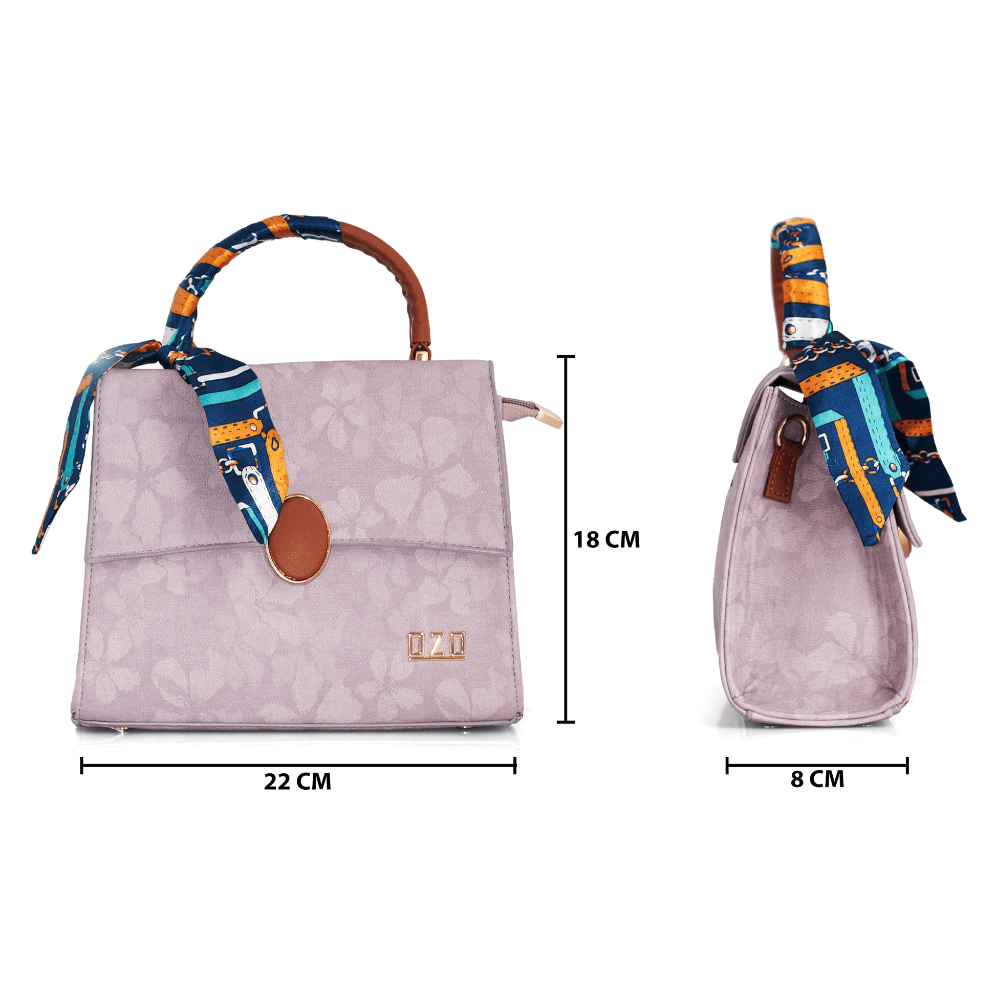 Elegant Pink Women’s Handbag – Stylish & Compact Shoulder Bag with Adjustable Sling, Multiple Compartments & Metal Studded Base - OZO Bags