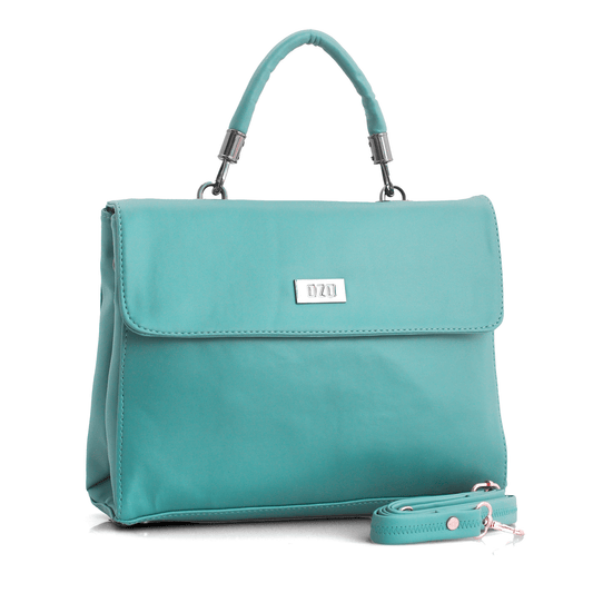 Elegant Pista Green Handbag with Adjustable Strap, Multiple Compartments & Cushioned Handle - OZO Bags