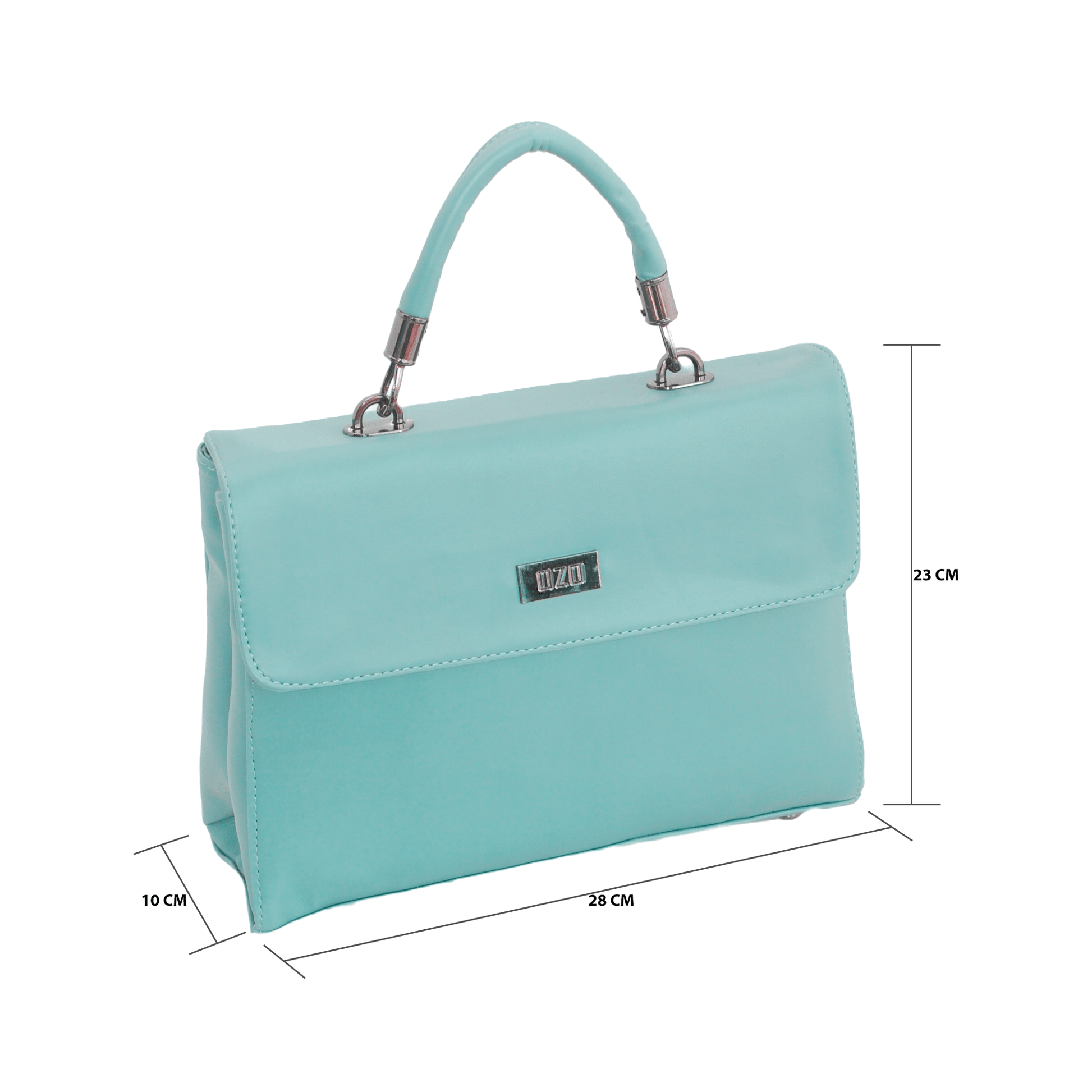 Elegant Pista Green Handbag with Adjustable Strap, Multiple Compartments & Cushioned Handle - OZO Bags