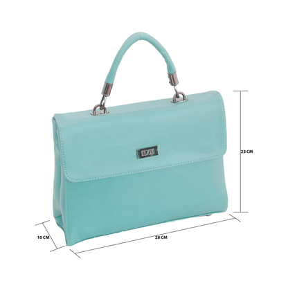 Elegant Pista Green Handbag with Adjustable Strap, Multiple Compartments & Cushioned Handle - OZO Bags