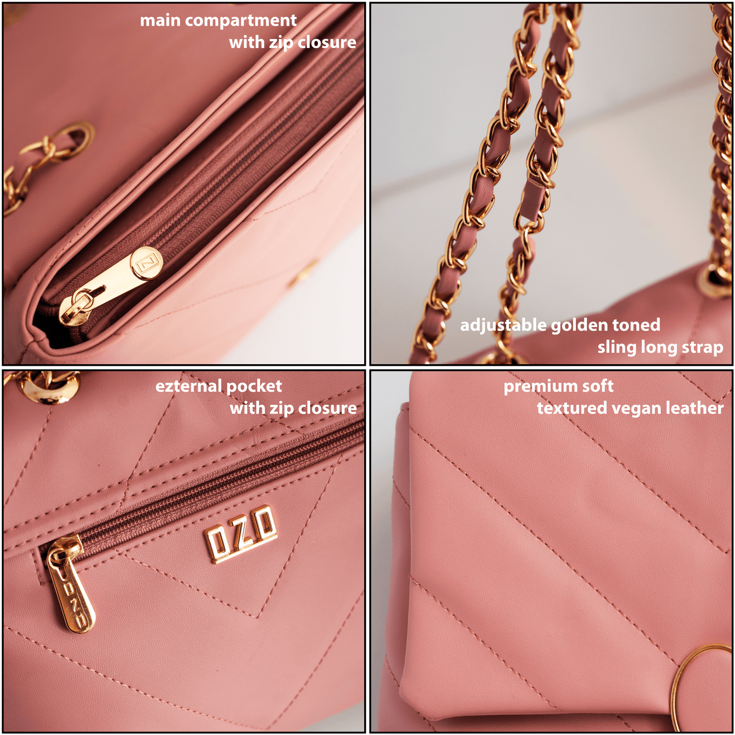 Elegant Quilted Vegan Leather Sling Bag for Women – Stylish & Functional Handbag - OZO Bags
