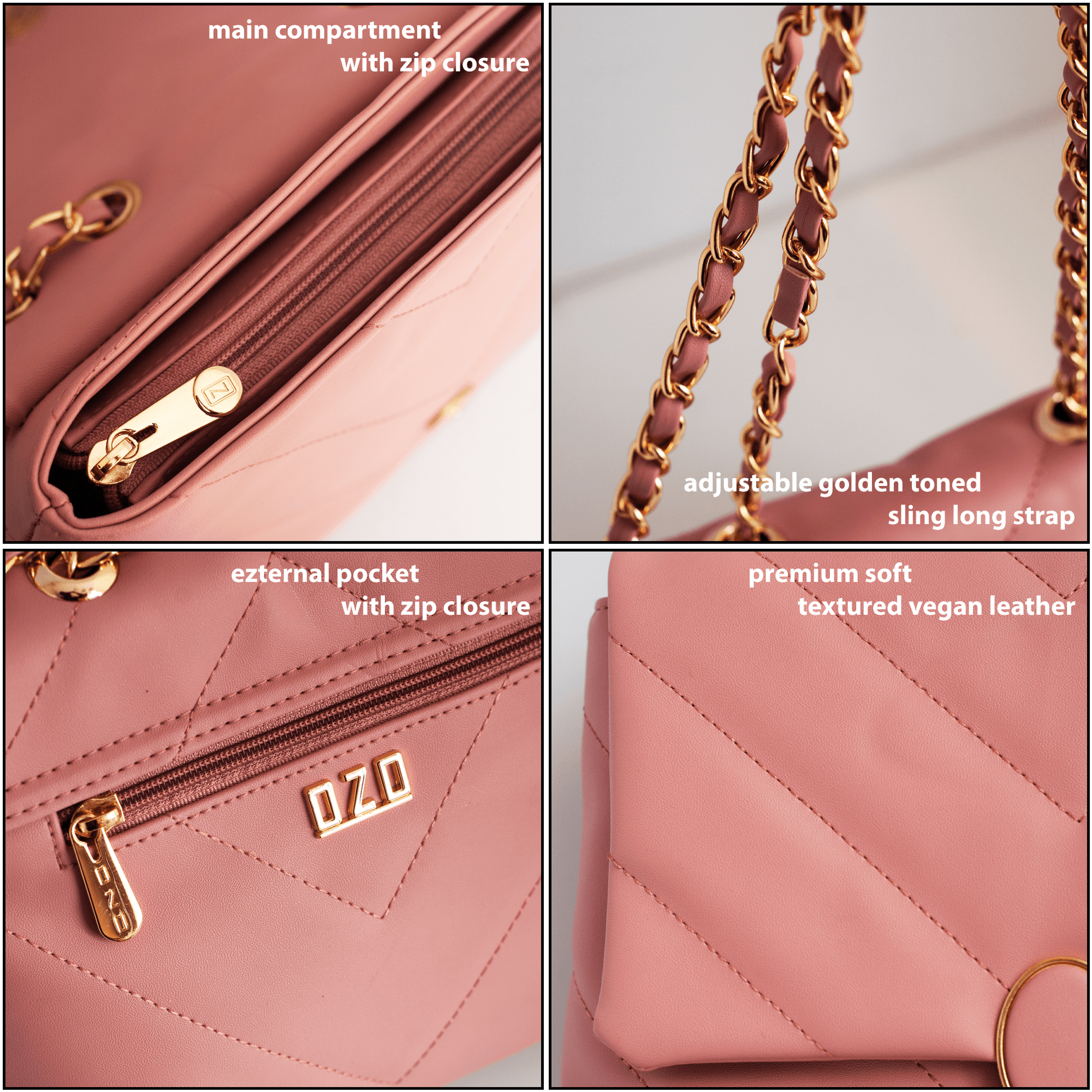 Elegant Quilted Vegan Leather Sling Bag for Women – Stylish & Functional Handbag - OZO Bags
