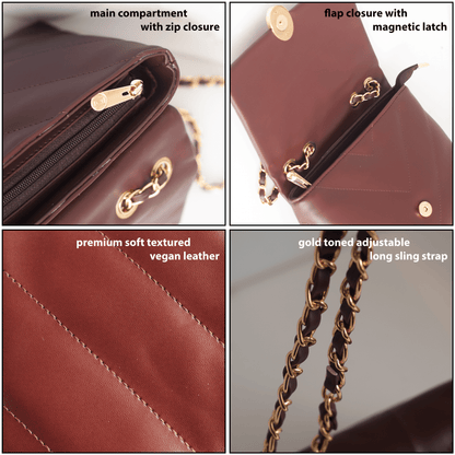 Elegant Quilted Vegan Leather Sling Bag for Women – Stylish & Functional Handbag - OZO Bags