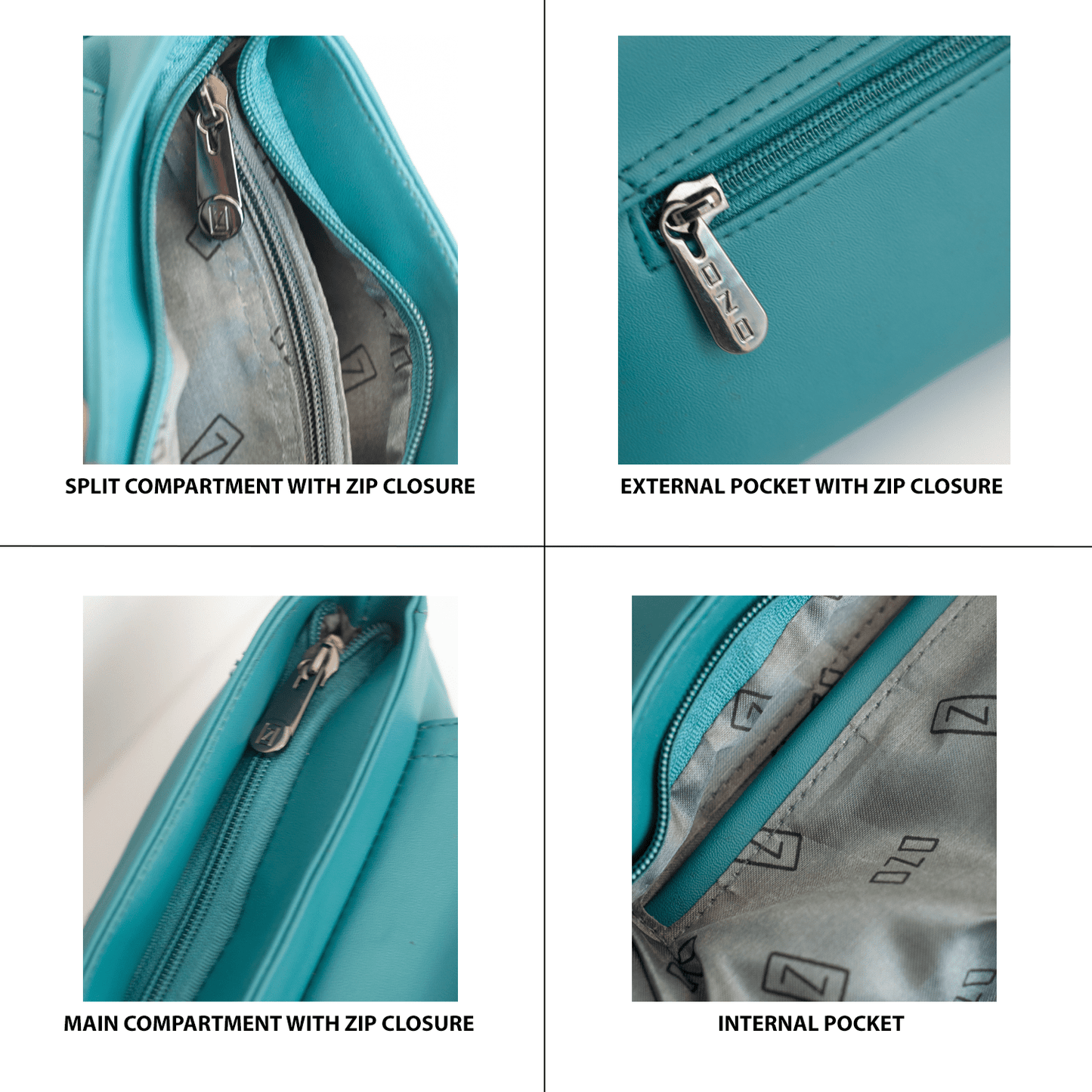 Elegant Teal Vegan Leather Sling Bag with Adjustable Strap, Magnetic Closure, and Multiple Compartments - OZO Bags