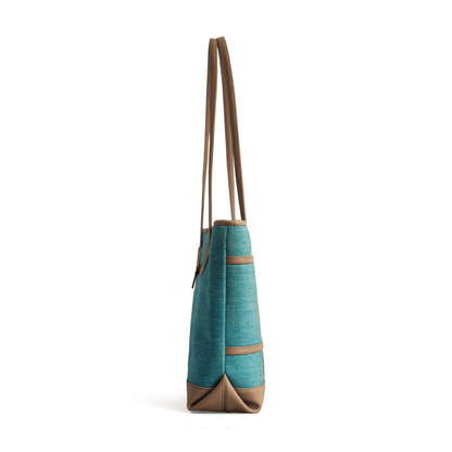 Elegant Vegan Leather & Cotton Tote Bag – Stylish Women’s Shoulder Bag with Multiple Compartments - OZO Bags