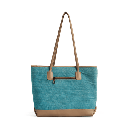 Elegant Vegan Leather & Cotton Tote Bag – Stylish Women’s Shoulder Bag with Multiple Compartments - OZO Bags
