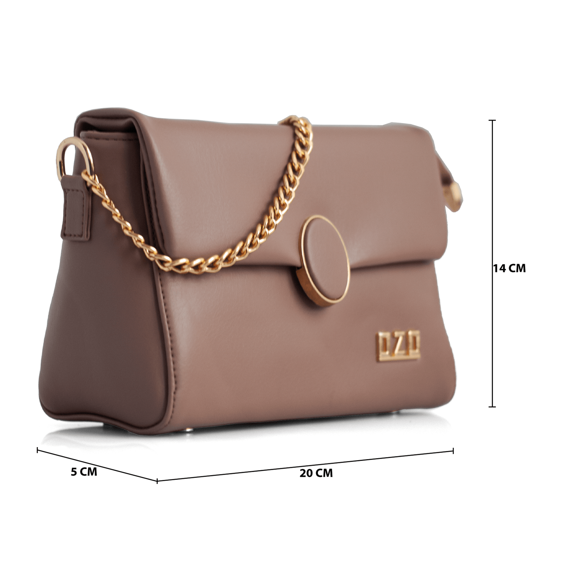 Elegant Vegan Leather Handbag with Gold Chain Strap – Compact, Stylish, and Functional Design for Women - OZO Bags