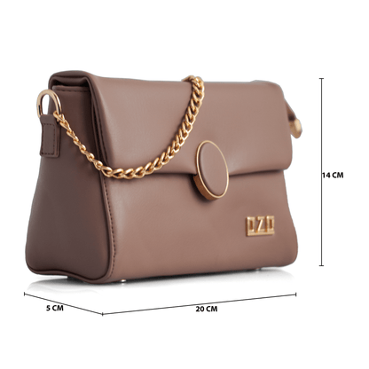 Elegant Vegan Leather Handbag with Gold Chain Strap – Compact, Stylish, and Functional Design for Women - OZO Bags