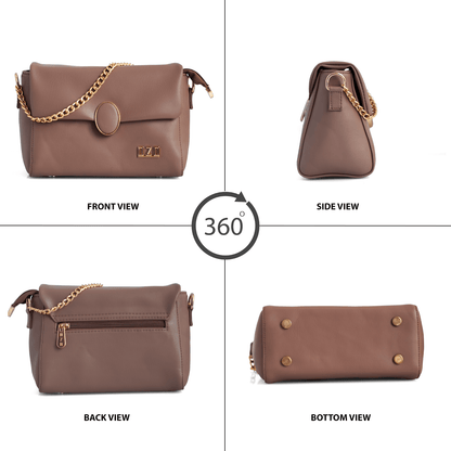 Elegant Vegan Leather Handbag with Gold Chain Strap – Compact, Stylish, and Functional Design for Women - OZO Bags