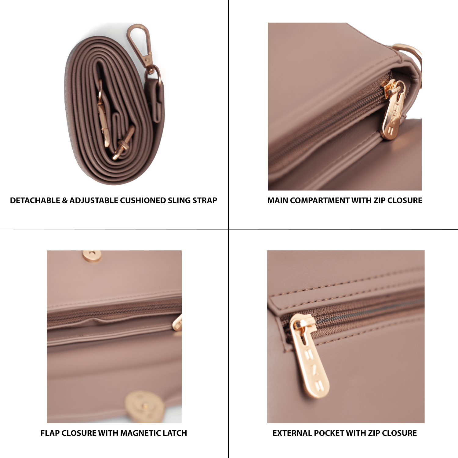 Elegant Vegan Leather Handbag with Gold Chain Strap – Compact, Stylish, and Functional Design for Women - OZO Bags