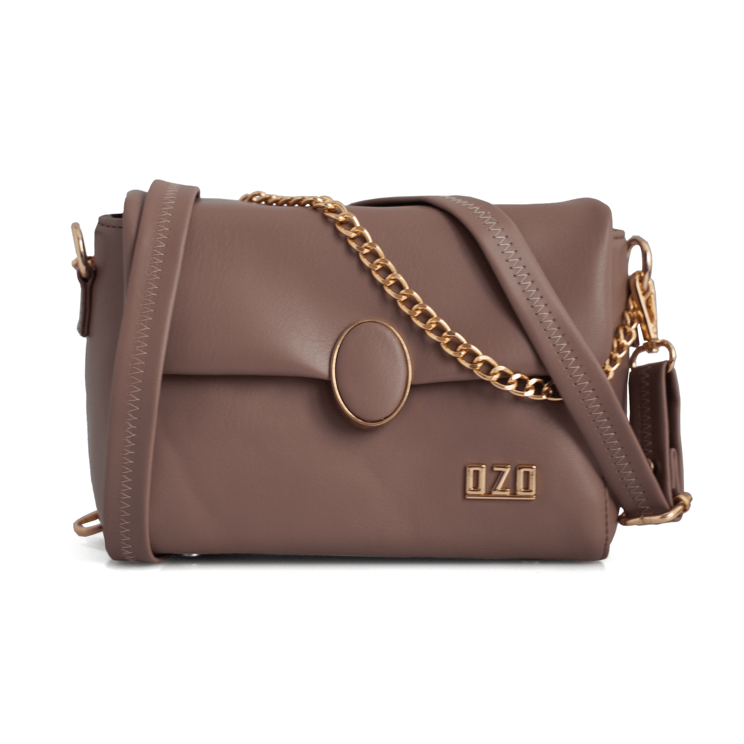 Elegant Vegan Leather Handbag with Gold Chain Strap – Compact, Stylish, and Functional Design for Women - OZO Bags