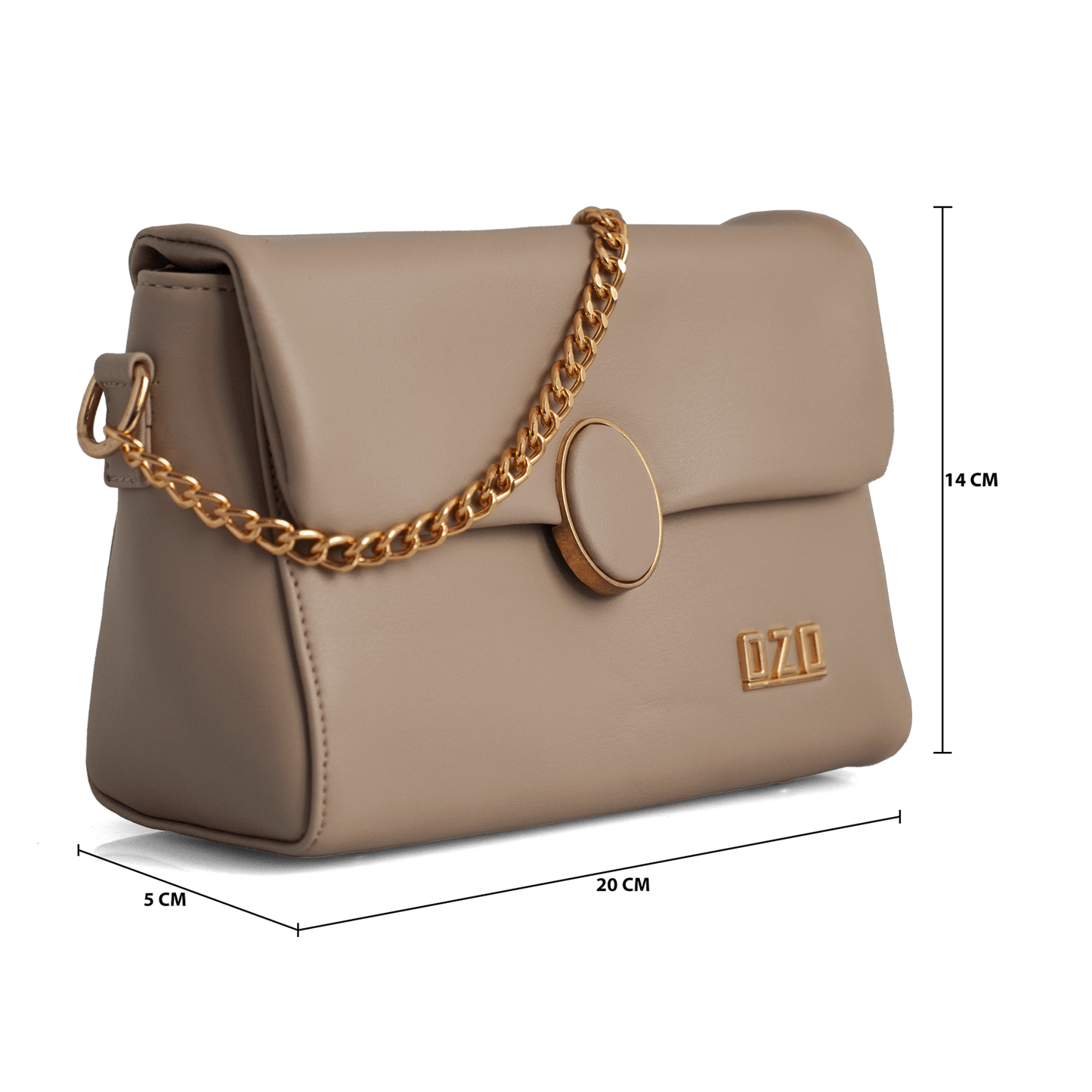 Elegant Vegan Leather Handbag with Gold Chain Strap – Compact, Stylish, and Functional Design for Women - OZO Bags