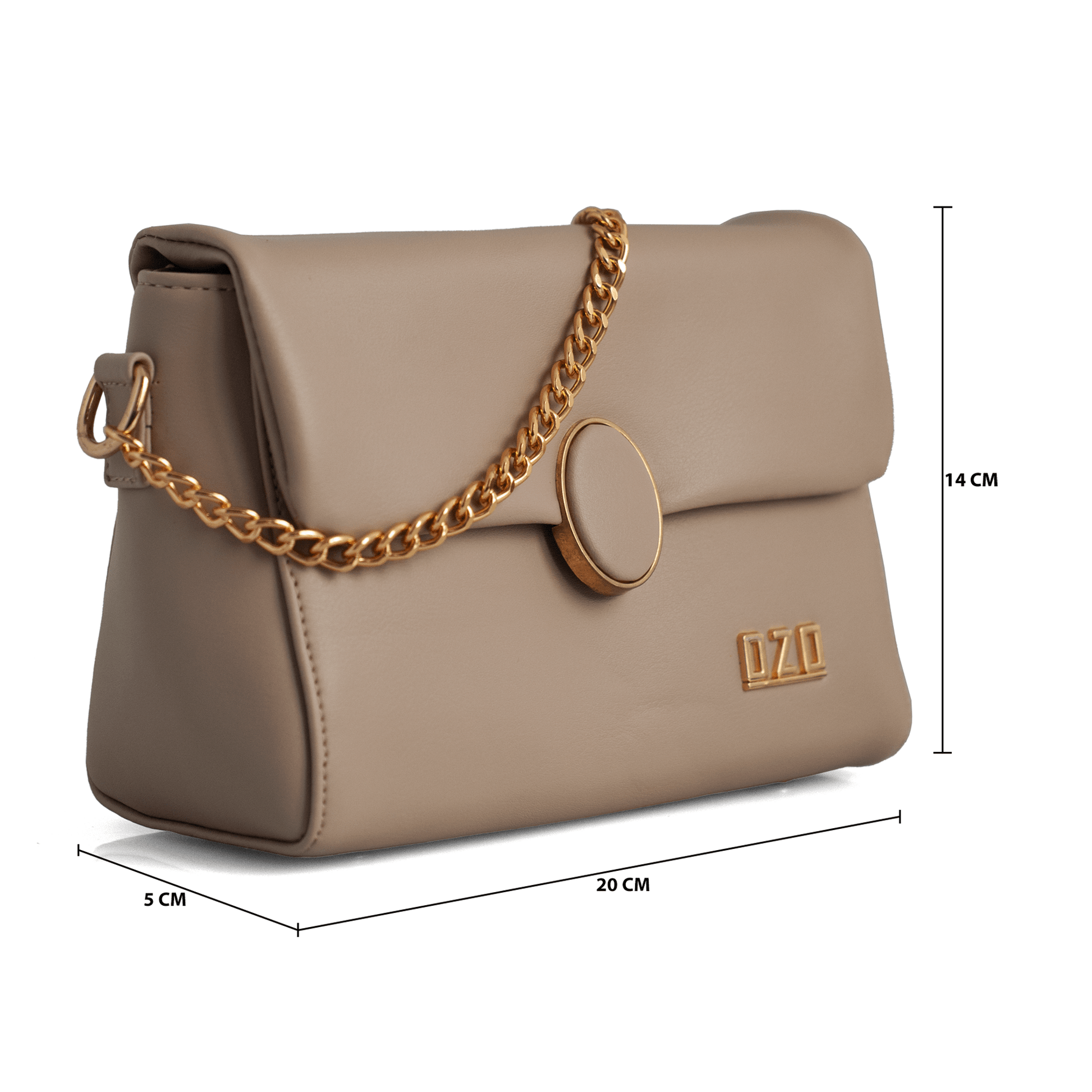 Elegant Vegan Leather Handbag with Gold Chain Strap – Compact, Stylish, and Functional Design for Women - OZO Bags