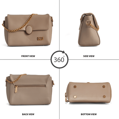 Elegant Vegan Leather Handbag with Gold Chain Strap – Compact, Stylish, and Functional Design for Women - OZO Bags