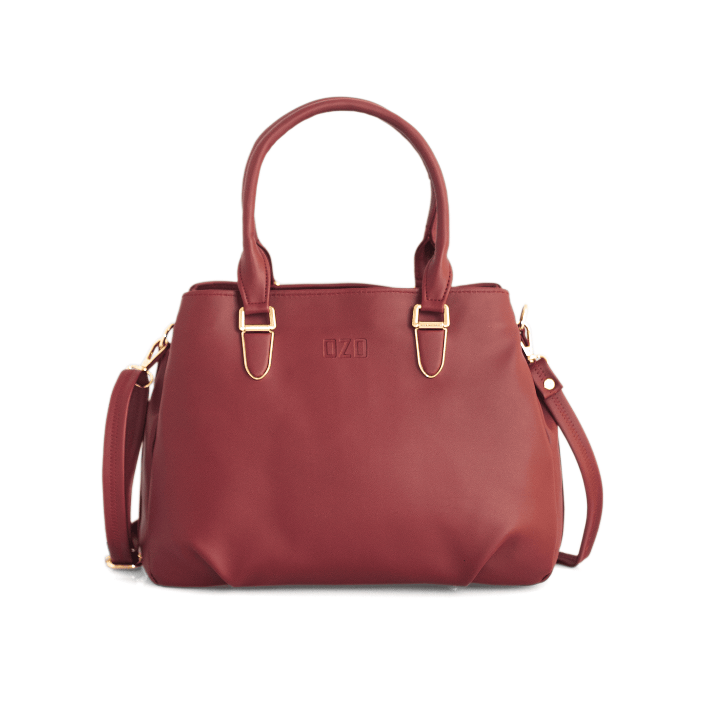 Maroon Vegan Leather Hand Bag with Sling - Detachable Strap, Spacious Compartments, Daily Use & Work Bag - OZO Bags