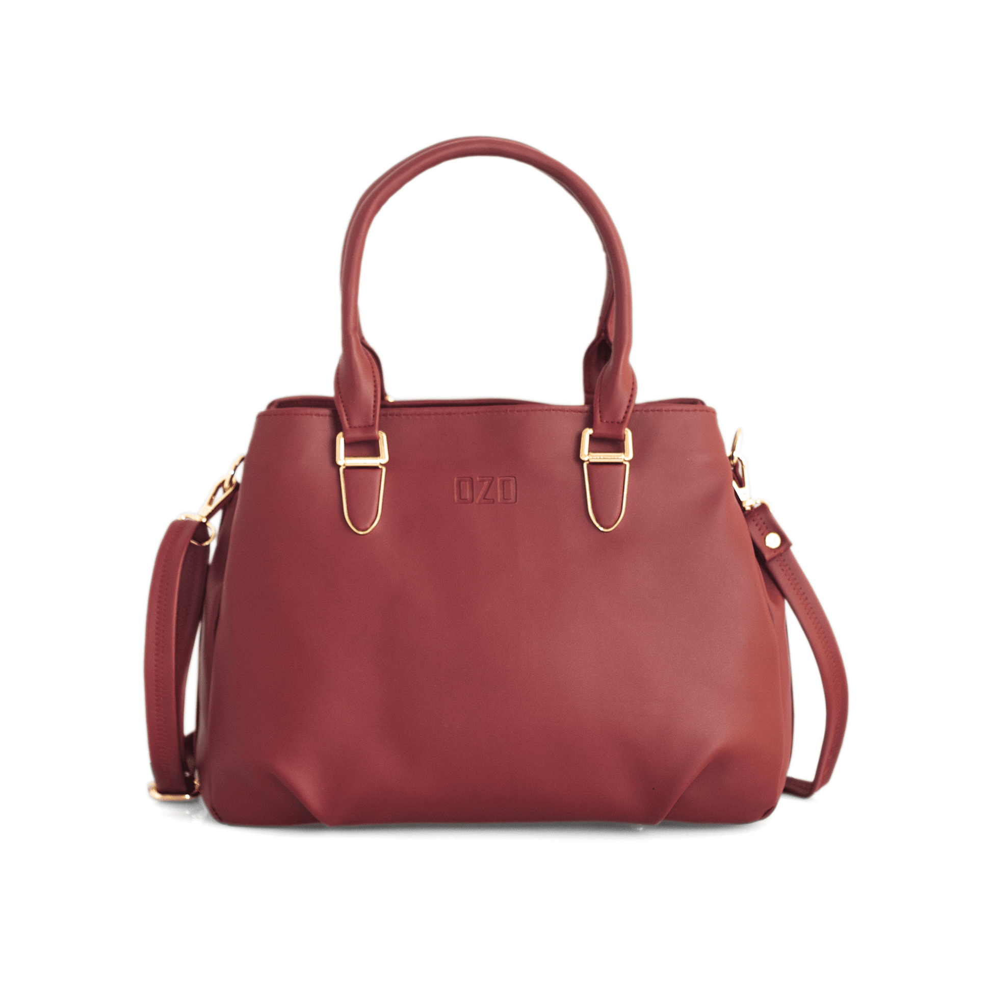Maroon Vegan Leather Hand Bag with Sling - Detachable Strap, Spacious Compartments, Daily Use & Work Bag - OZO Bags