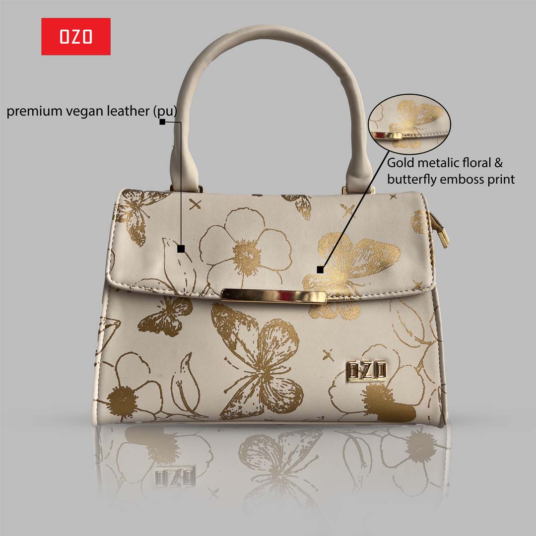 OZO Golden Bloom Vegan Leather Sling Bag - OZO Bags