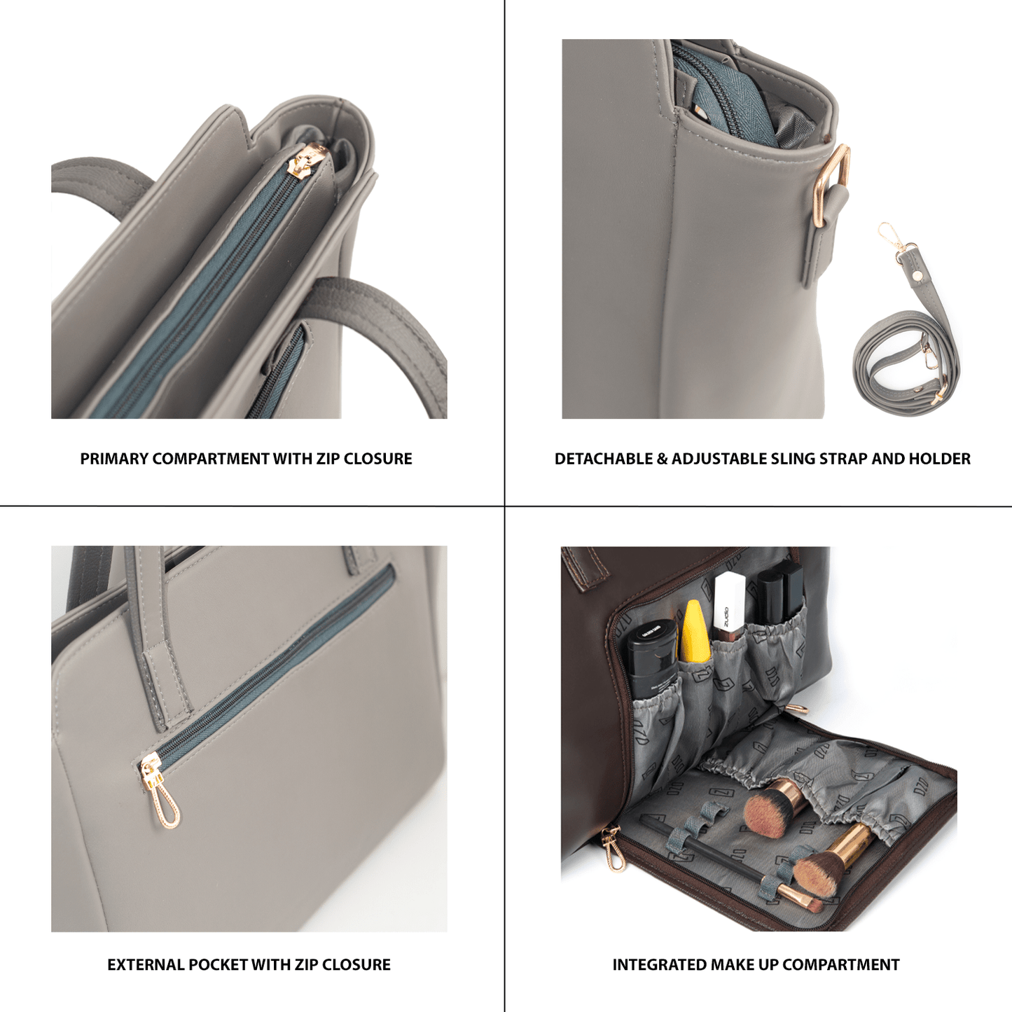 OZO Ladies Fashion Handbag with On-the-Go Makeup Compartment, 15.6 inch Laptop Sleeve and Secure Zipper Pockets - OZO Bags